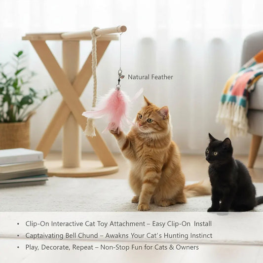 Interactive Cat Teaser Stick Bell Extended Rod Strong Suction Cup Hands-Free Indoor Play Toy