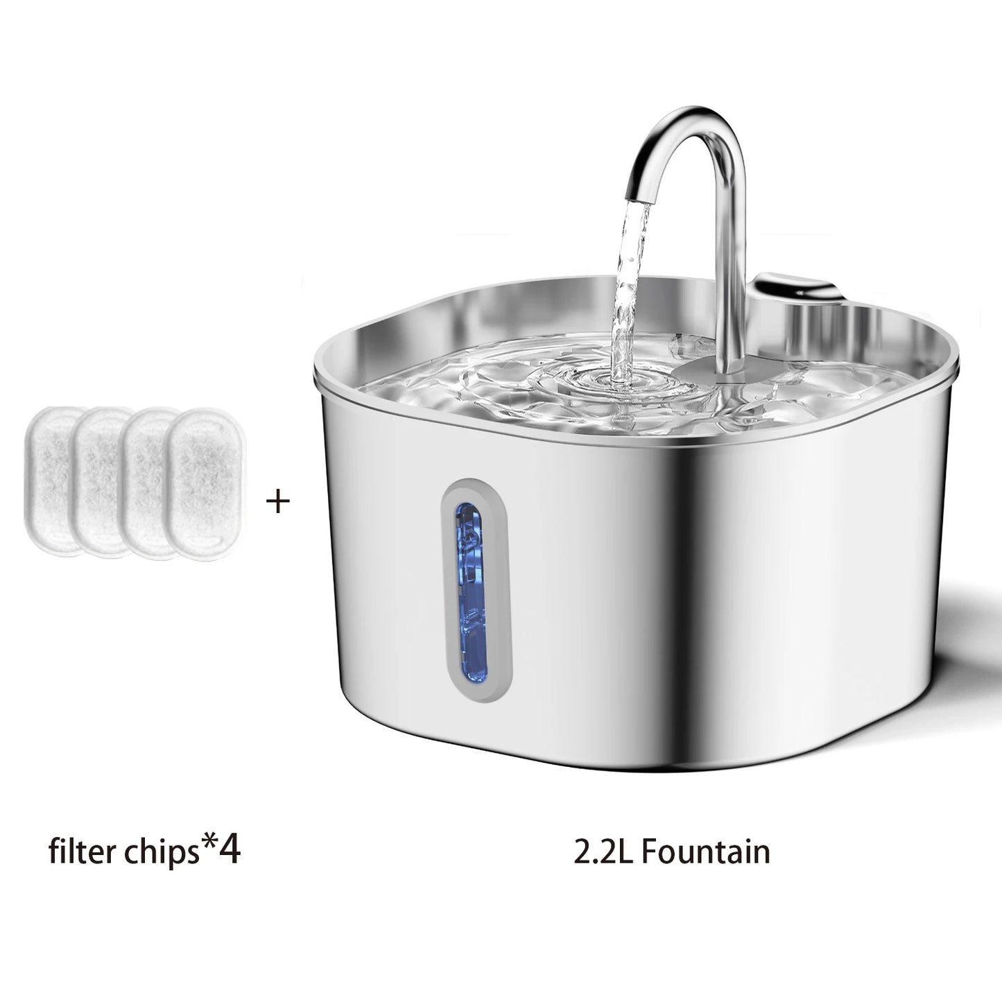2.2L Automatic Water Fountain Square Stainless Steel with window