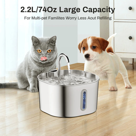 2.2L Automatic Water Fountain Square Stainless Steel with window