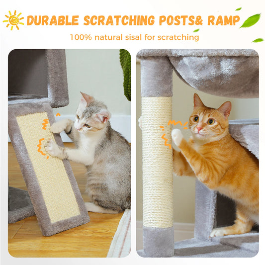 Large Cat Tree for Indoor Cats with Sisal Scratching Post