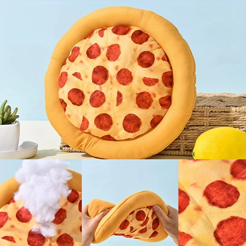 Squeaky Plush Pizza & Shrimp Dog Toy Durable Chew for Small Breeds