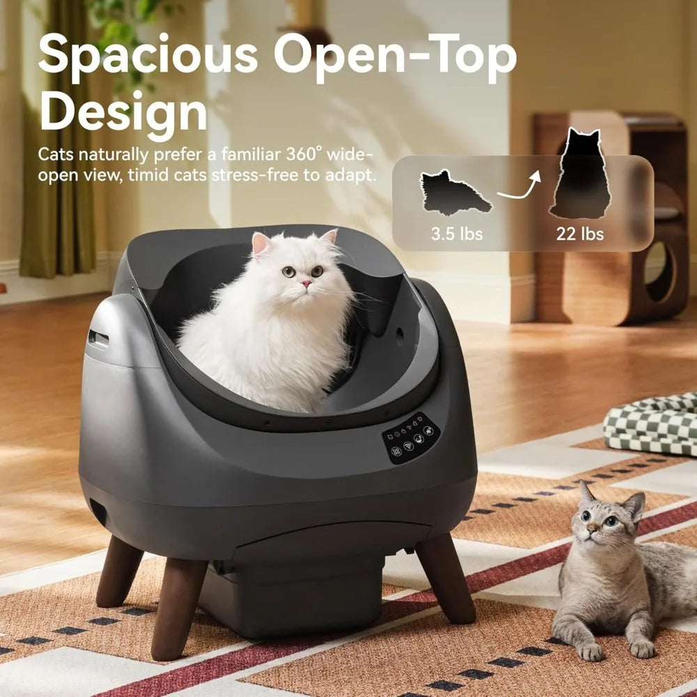 Self Cleaning 5G & 2.4G WiFi, Safe Anti-Pinch Automatic Litter Box Open Top