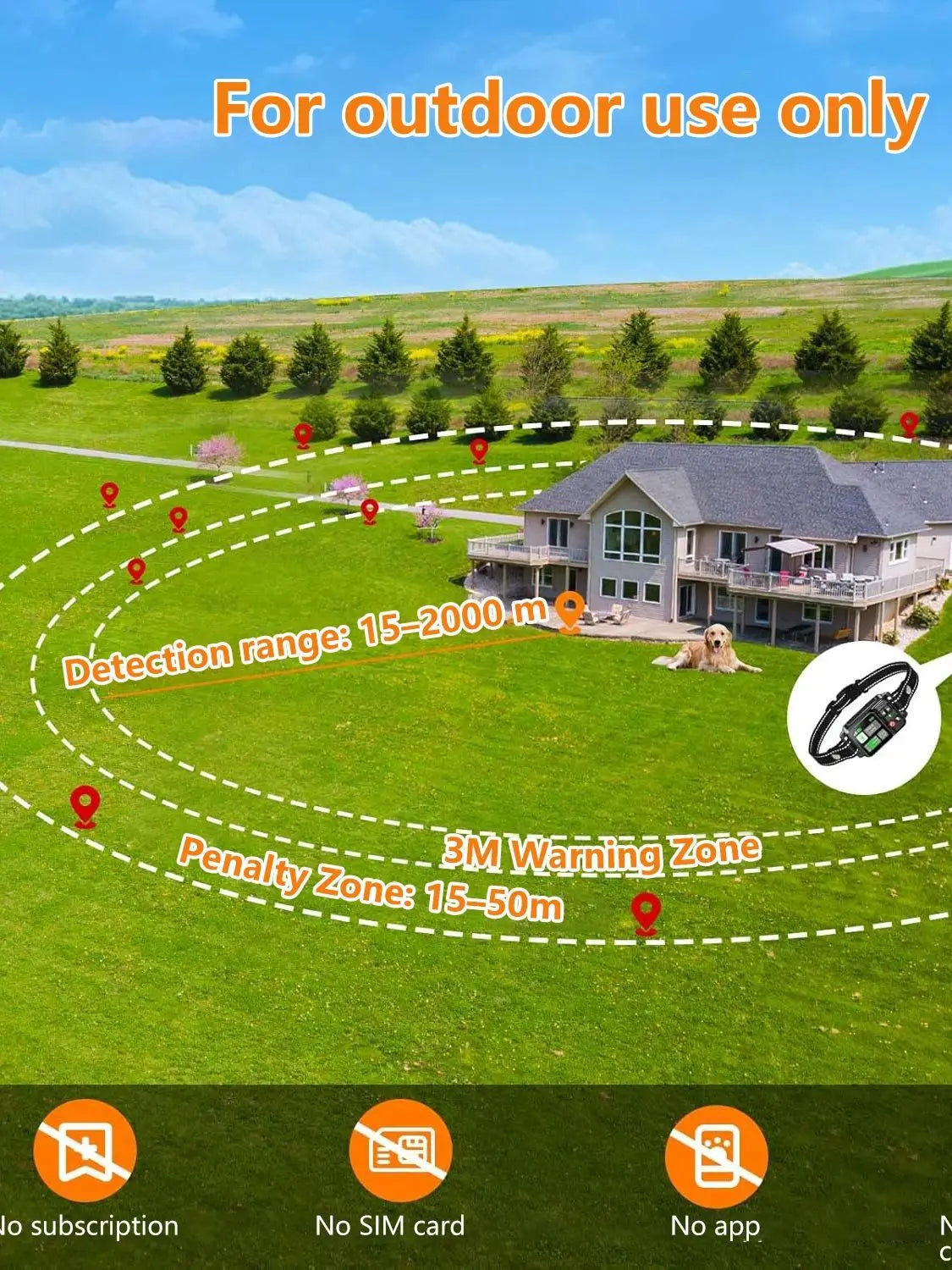 GPS Wireless Dog Fencing System - System Range 15~2000m