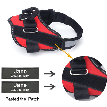 NO PULL Reflective Breathable Adjustable Harness For Dog Vest ID Custom Patch