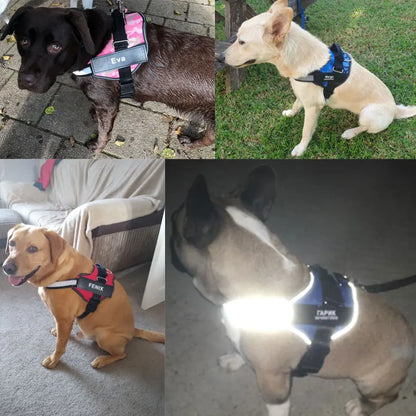 NO PULL Reflective Breathable Adjustable Harness For Dog Vest ID Custom Patch