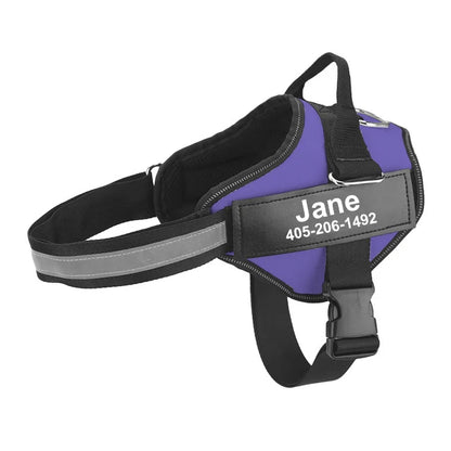 NO PULL Reflective Breathable Adjustable Harness For Dog Vest ID Custom Patch