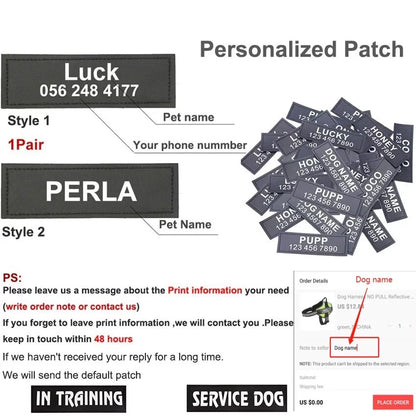 NO PULL Reflective Breathable Adjustable Harness For Dog Vest ID Custom Patch