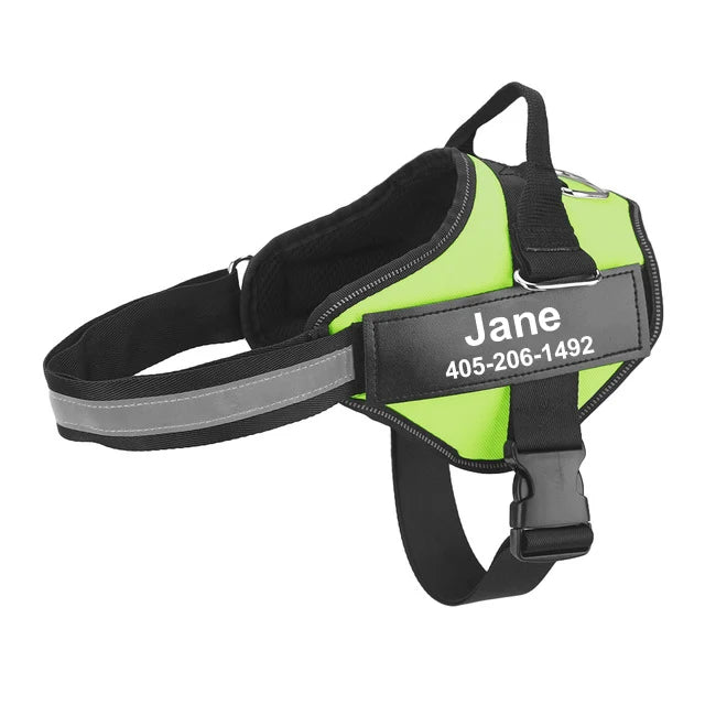 NO PULL Reflective Breathable Adjustable Harness For Dog Vest ID Custom Patch
