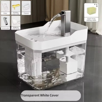 USB Cat Water Fountain with Auto Filter Transparent Anti-Dry Burning Recirculating Dispenser Includes Pump