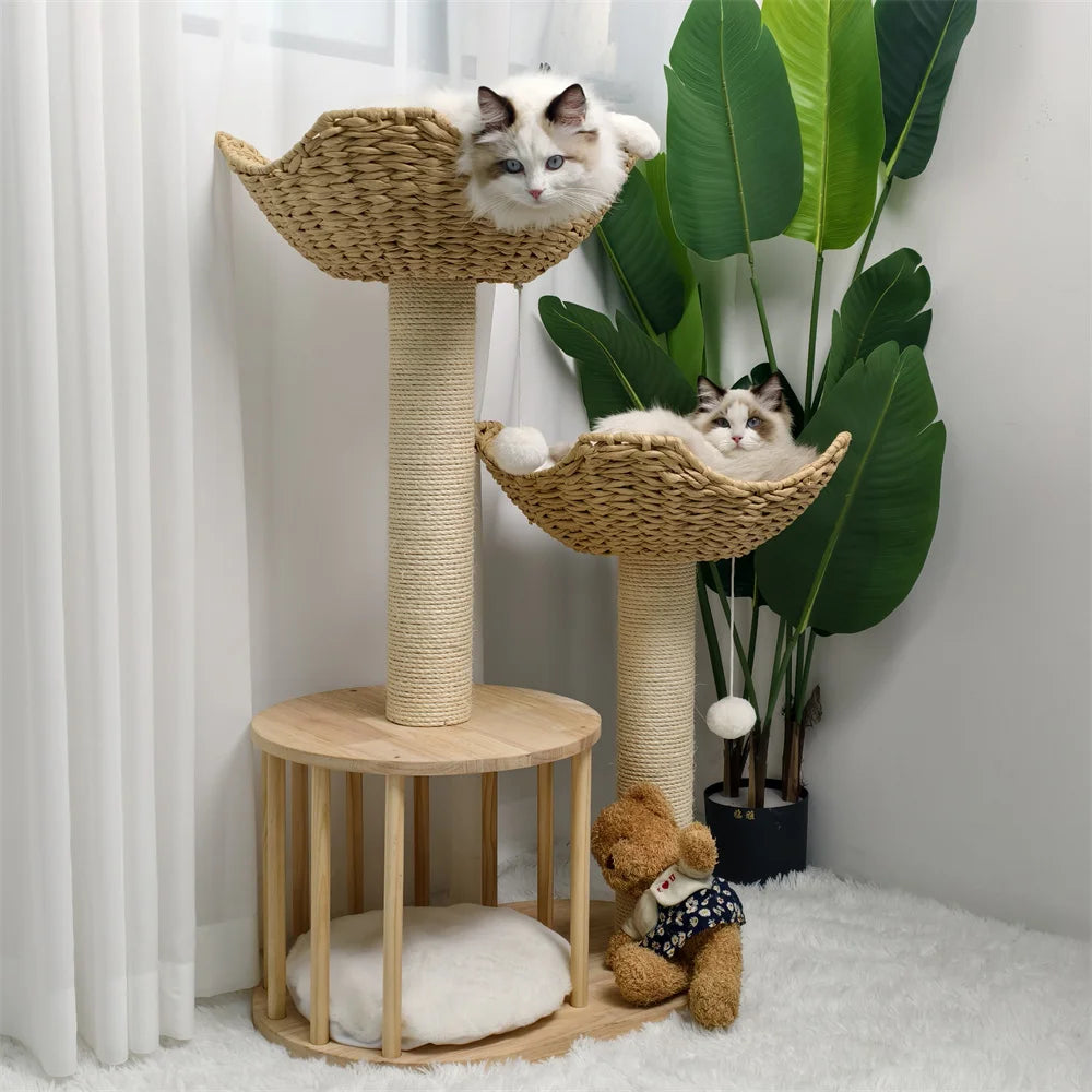 3-Tier Cat Tree Padded Plush Napping Perches Sisal Rope Scratching Posts and Hanging Toy