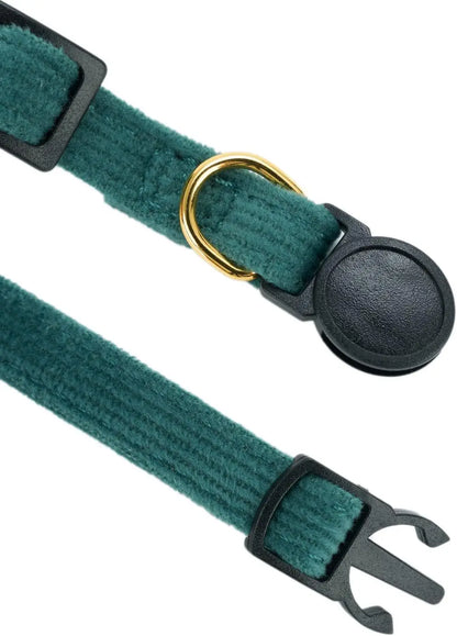 2 Pack Soft Corduroy Cat Collars with Bow Tie & Bell, Adjustable Breakaway
