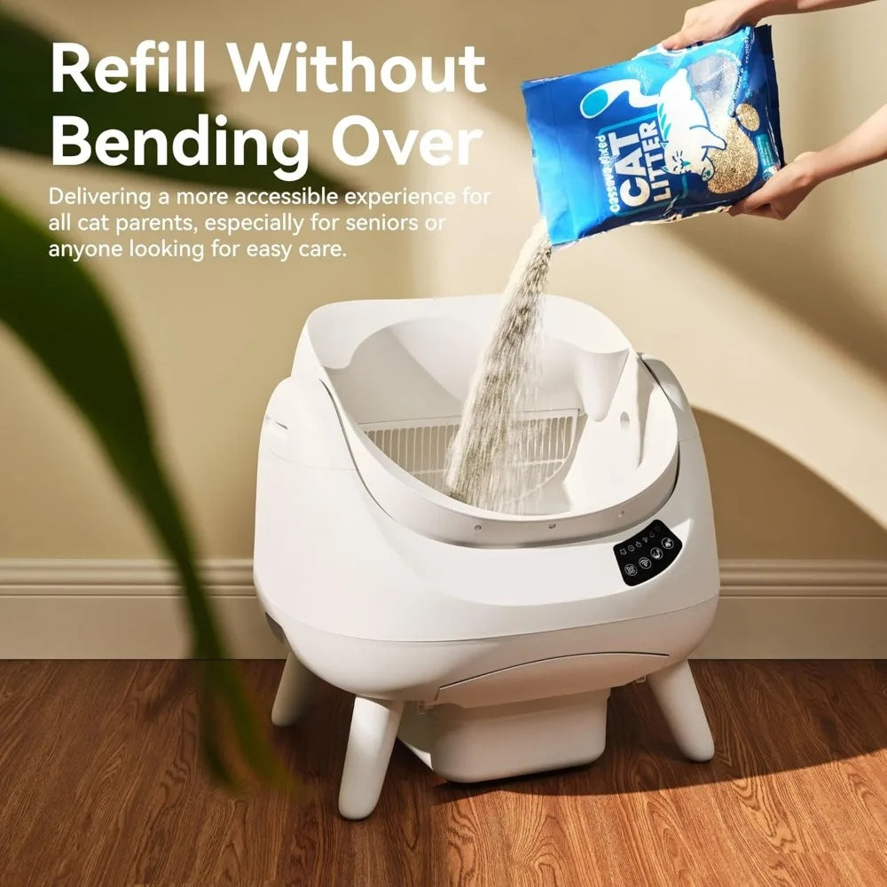 Self Cleaning 5G & 2.4G WiFi, Safe Anti-Pinch Automatic Litter Box Open Top