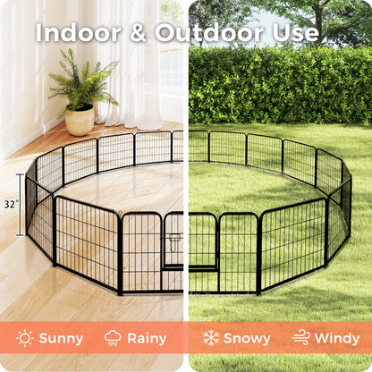 Dog Playpen with Door, Outdoor/Indoor Foldable Metal for Yard, RV Camping, DIY Pet Cage