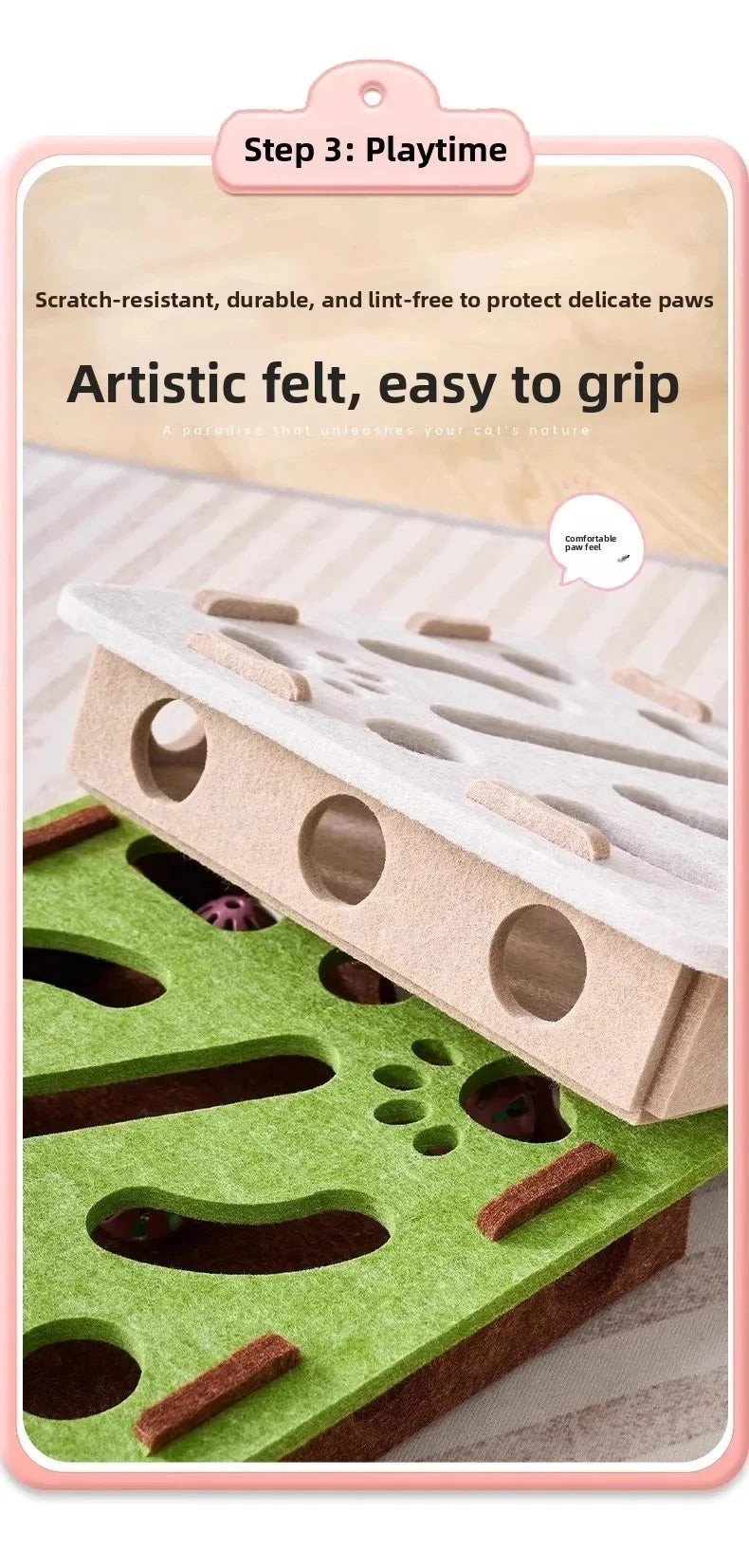 Cat Felt Puzzle Box With Ball Indoor Entertainment