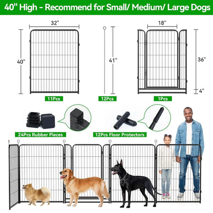 Playpen Outdoor Extra Wide 12 Piece Panels Heavy Duty Anti-Rust Coating-Strengthened Dog Fence 40" Height