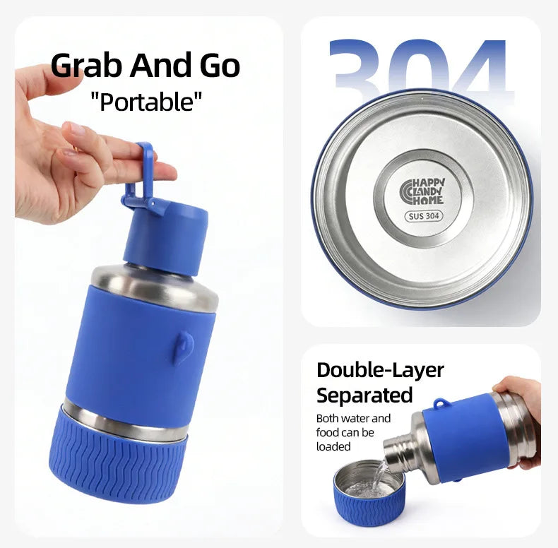 27oz Stainless Steel Double Wall Insulated Water Bottle/Bowl Hiking Walks Travel