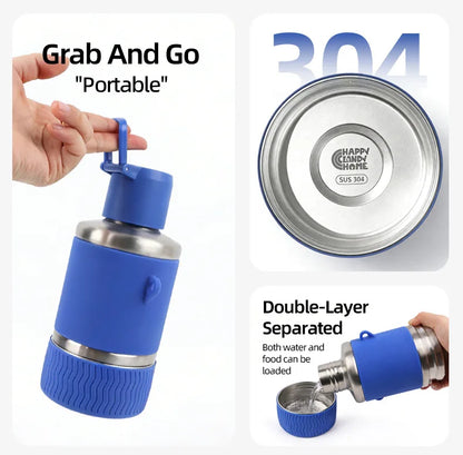 27oz Stainless Steel Double Wall Insulated Water Bottle/Bowl Hiking Walks Travel