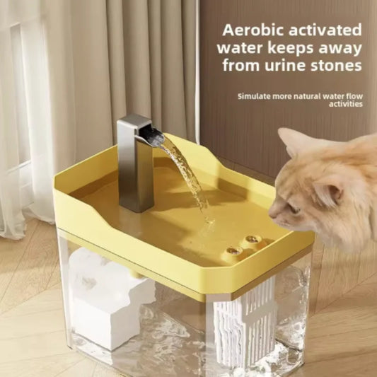USB Cat Water Fountain with Auto Filter Transparent Anti-Dry Burning Recirculating Dispenser Includes Pump