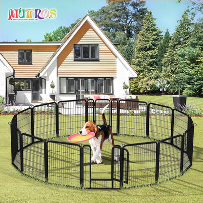 Dog Playpen with Door, Outdoor/Indoor Foldable Metal for Yard, RV Camping, DIY Pet Cage