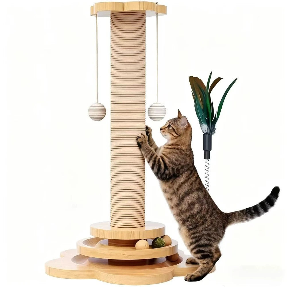 Interactive Cat Turntable Toy with Sisal Scratching Post