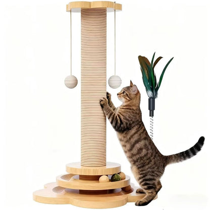 Interactive Cat Turntable Toy with Sisal Scratching Post