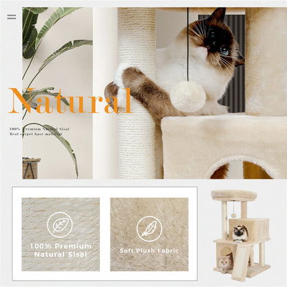 Large Cat Tree for Indoor Cats with Sisal Scratching Post