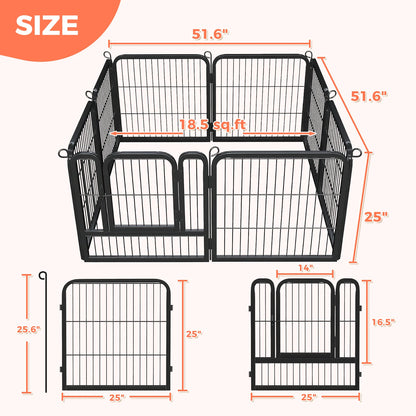 Dog Playpen with Door, Outdoor/Indoor Foldable Metal for Yard, RV Camping, DIY Pet Cage