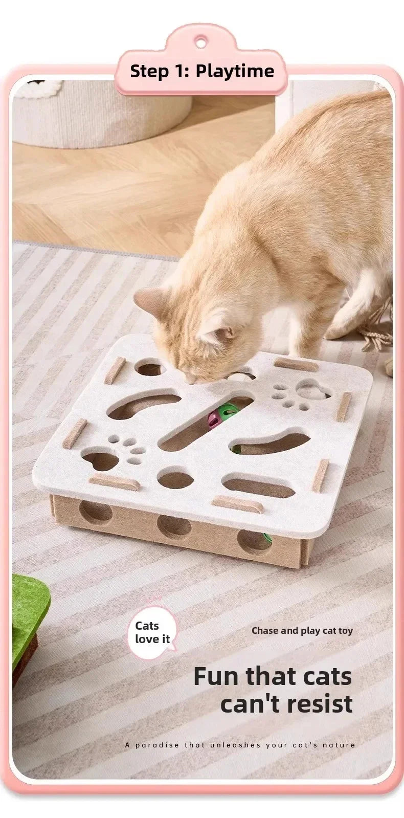 Cat Felt Puzzle Box With Ball Indoor Entertainment