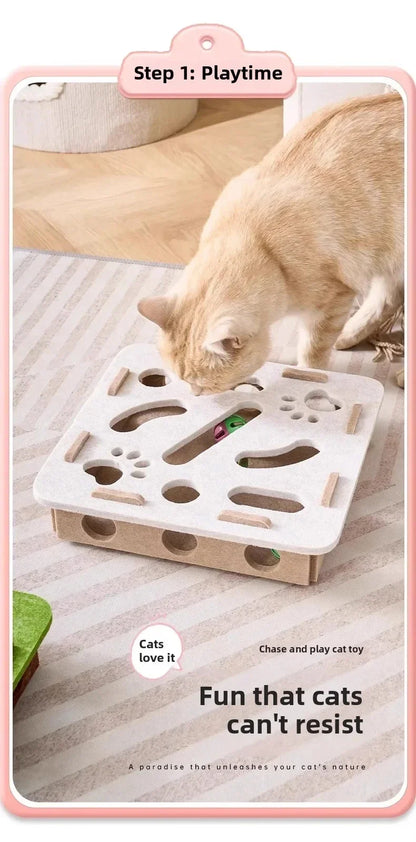 Cat Felt Puzzle Box With Ball Indoor Entertainment