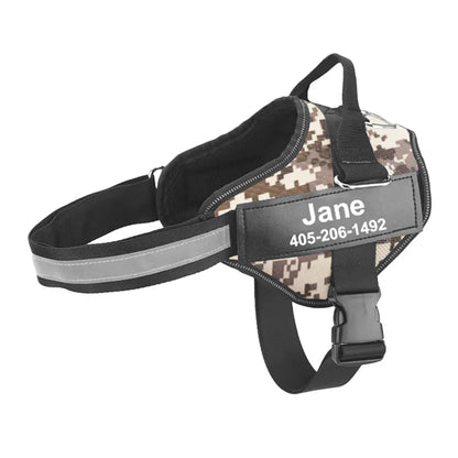 NO PULL Reflective Breathable Adjustable Harness For Dog Vest ID Custom Patch