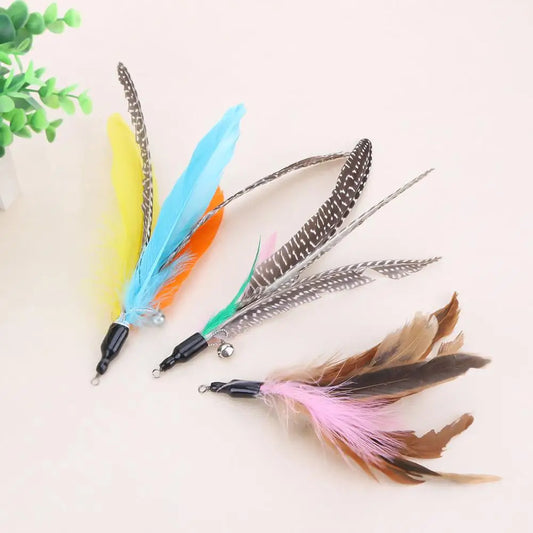 5pcs Interactive Colorful Feather Wand Exquisite Replacement Cat Supplies