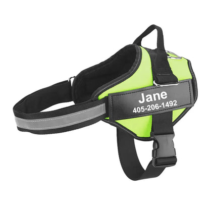 NO PULL Reflective Breathable Adjustable Harness For Dog Vest ID Custom Patch