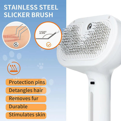 Dog Comb with Steam Massage, Reduces Shedding & Tangles for Dogs Cats