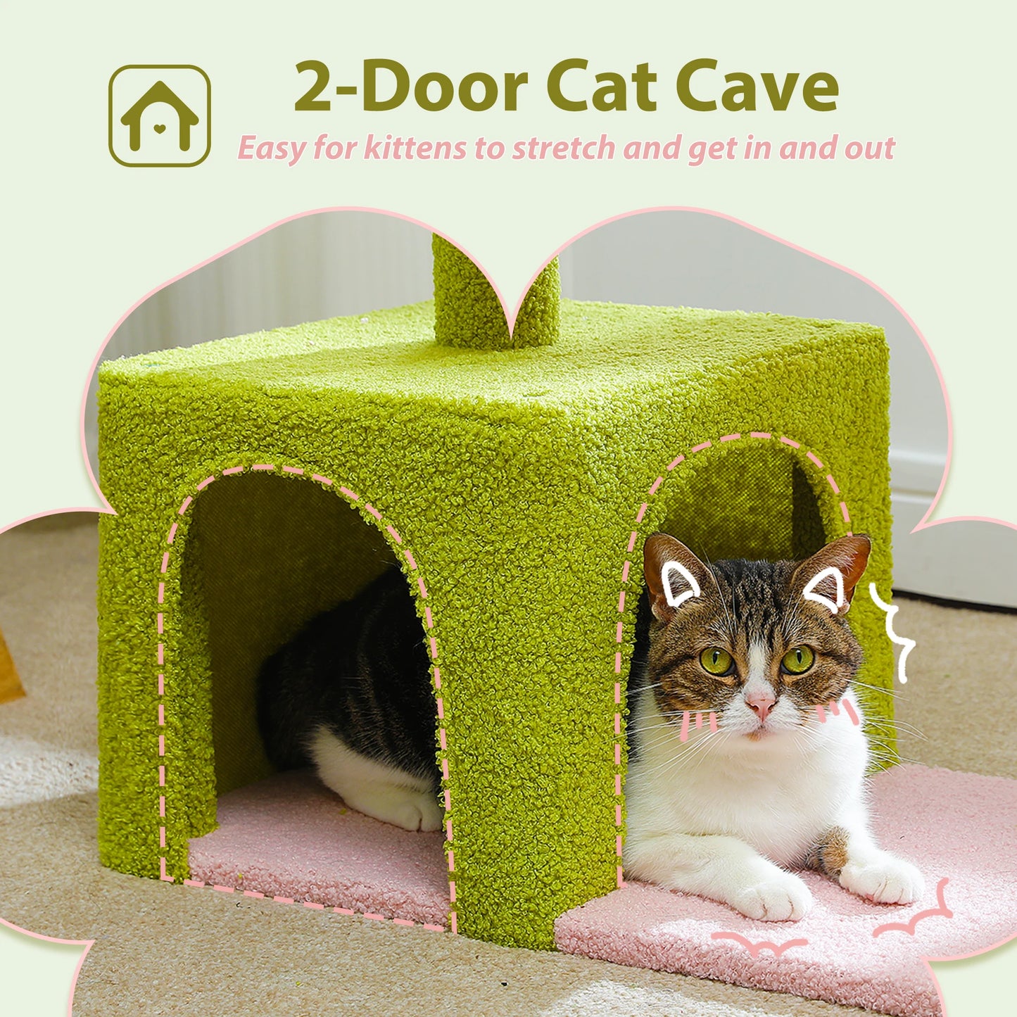 Flower Cat Tree with Large Metal Frame Hammock  with Sisal Scratching Posts for Small Indoor Cats