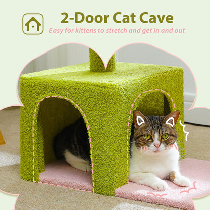 Flower Cat Tree with Large Metal Frame Hammock  with Sisal Scratching Posts for Small Indoor Cats