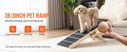 Dog Ramp Folding Ladder Anti-slip High Adjustable Wooden Pet Ramp Removable