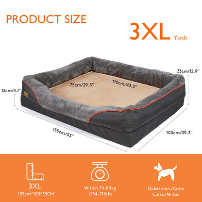 Super Soft Orthopedic Foam Pet Bed with Cotton-padded Bolster and Removable Cover