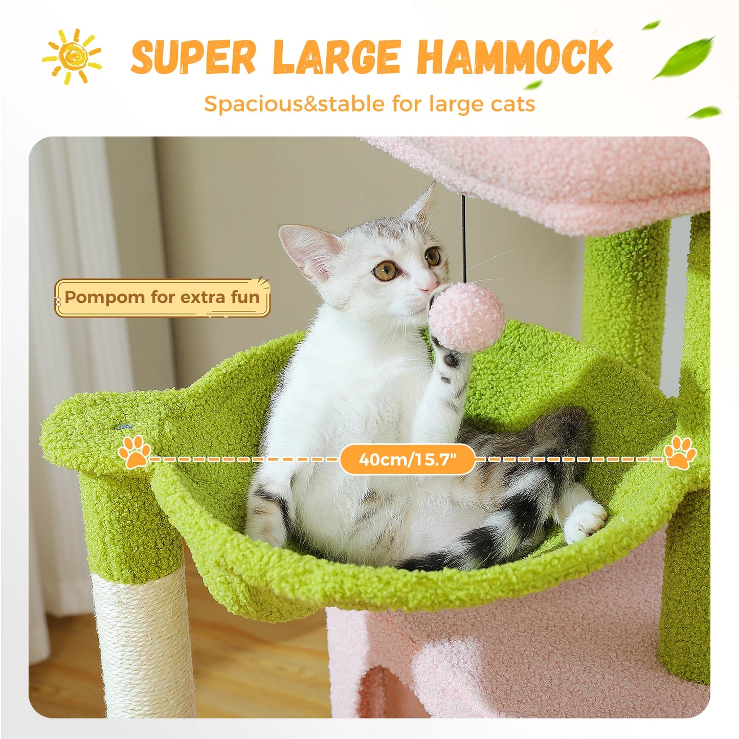 Large Cat Tree for Indoor Cats with Sisal Scratching Post