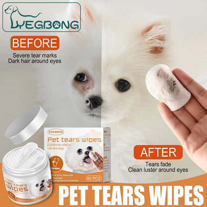 60pcs Eye Wet Wipes Stain Remover Dog Cat Wipes