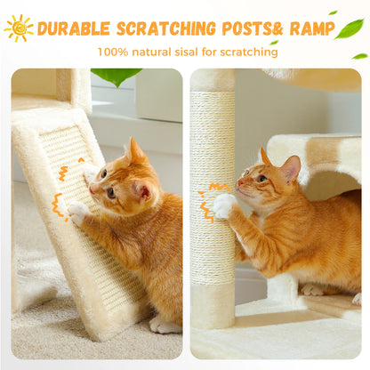 Large Cat Tree for Indoor Cats with Sisal Scratching Post