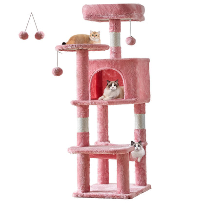 44In Cat Tree Tall Multi-Cat Climbing Tower Natural Sisal Scratching Posts