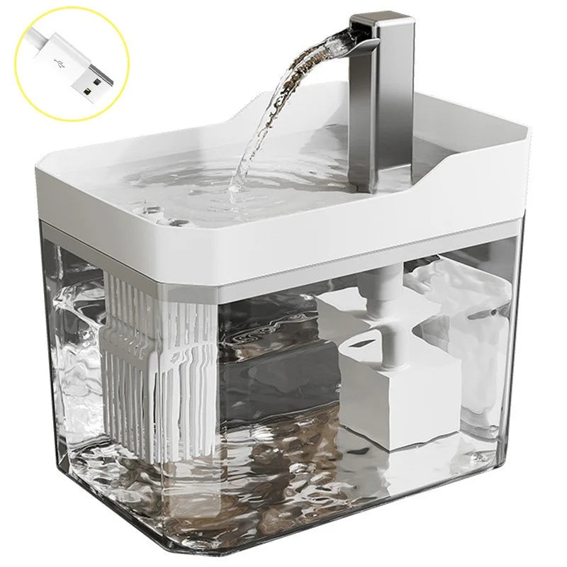 USB Cat Water Fountain with Auto Filter Transparent Anti-Dry Burning Recirculating Dispenser Includes Pump