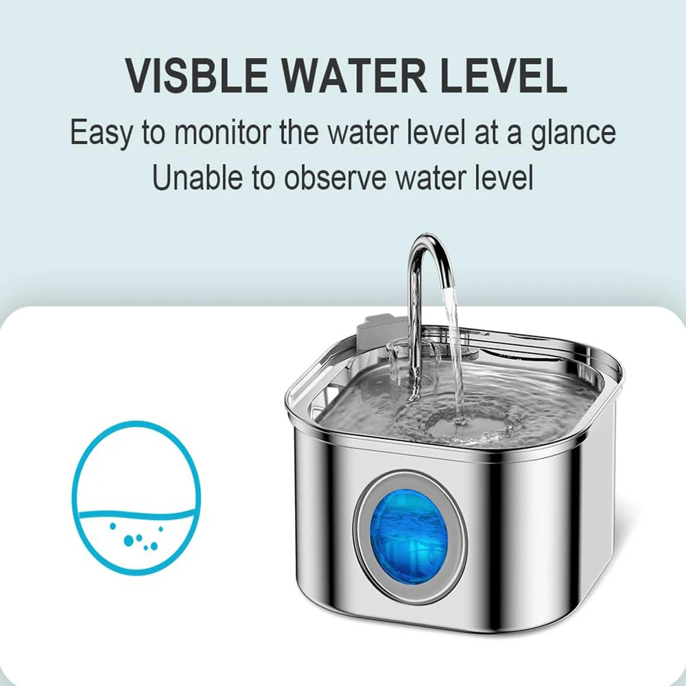 2.2L Automatic  Water Fountain Square Stainless Steel  with window