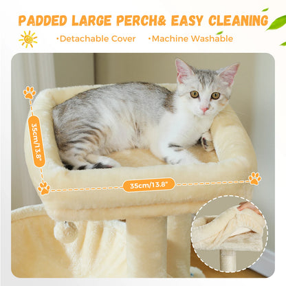Large Cat Tree for Indoor Cats with Sisal Scratching Post