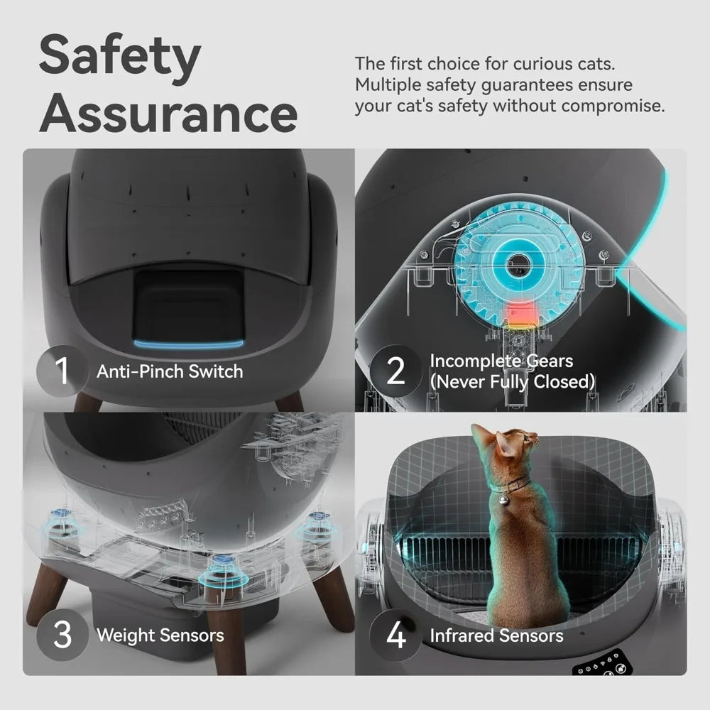 Self Cleaning 5G & 2.4G WiFi, Safe Anti-Pinch Automatic Litter Box Open Top