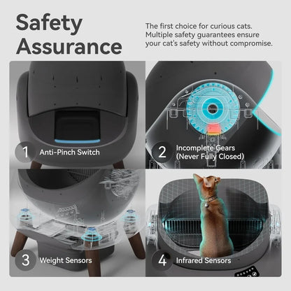 Self Cleaning 5G & 2.4G WiFi, Safe Anti-Pinch Automatic Litter Box Open Top