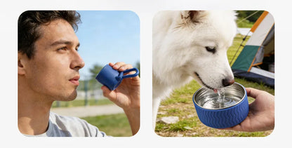 27oz Stainless Steel Double Wall Insulated Water Bottle/Bowl Hiking Walks Travel