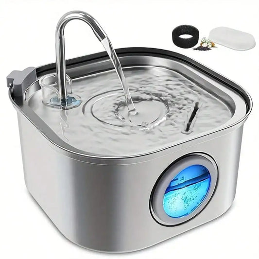 1pc 108.2oz Stainless Steel Quiet Water Fountain USB-Powered