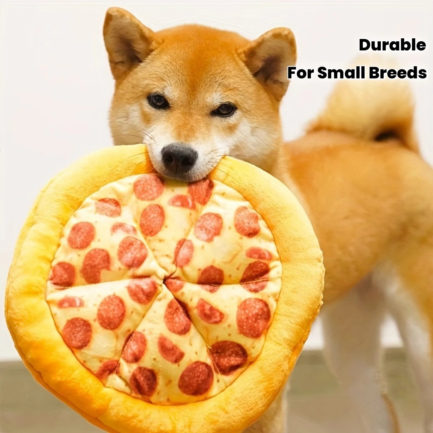 Squeaky Plush Pizza & Shrimp Dog Toy Durable Chew for Small Breeds