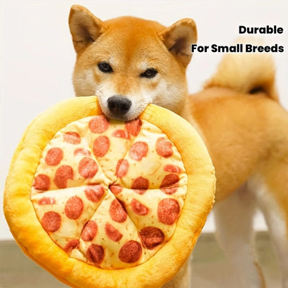 Squeaky Plush Pizza & Shrimp Dog Toy Durable Chew for Small Breeds